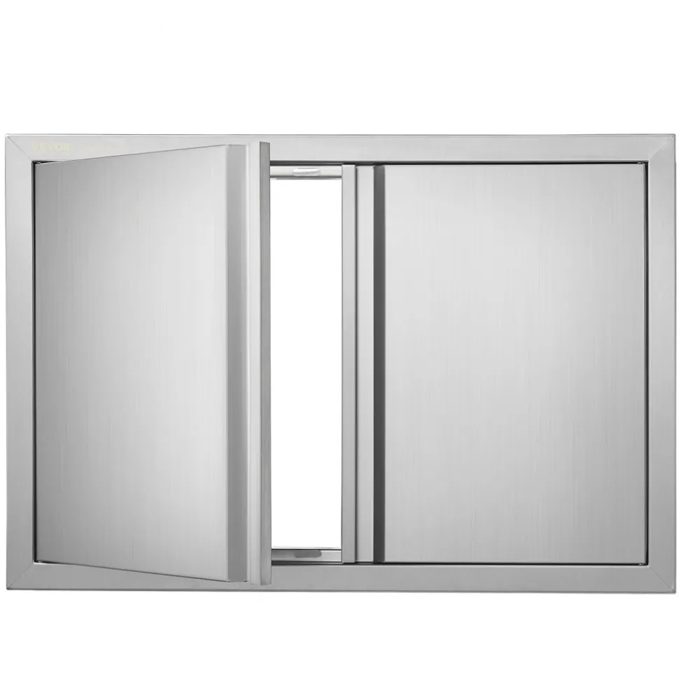 VEVOR BBQ Access Door, 17W x 24H Inch Single Outdoor Kitchen Door, Stainless Steel Flush Mount Door, Wall Vertical Door with Recessed Handle, for BBQ Island, Grilling Station, Outside Cabinet
