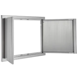 VEVOR BBQ Access Door, 17W x 24H Inch Single Outdoor Kitchen Door, Stainless Steel Flush Mount Door, Wall Vertical Door with Recessed Handle, for BBQ Island, Grilling Station, Outside Cabinet