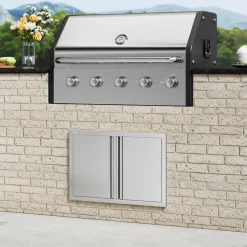 VEVOR BBQ Access Door, 17W x 24H Inch Single Outdoor Kitchen Door, Stainless Steel Flush Mount Door, Wall Vertical Door with Recessed Handle, for BBQ Island, Grilling Station, Outside Cabinet
