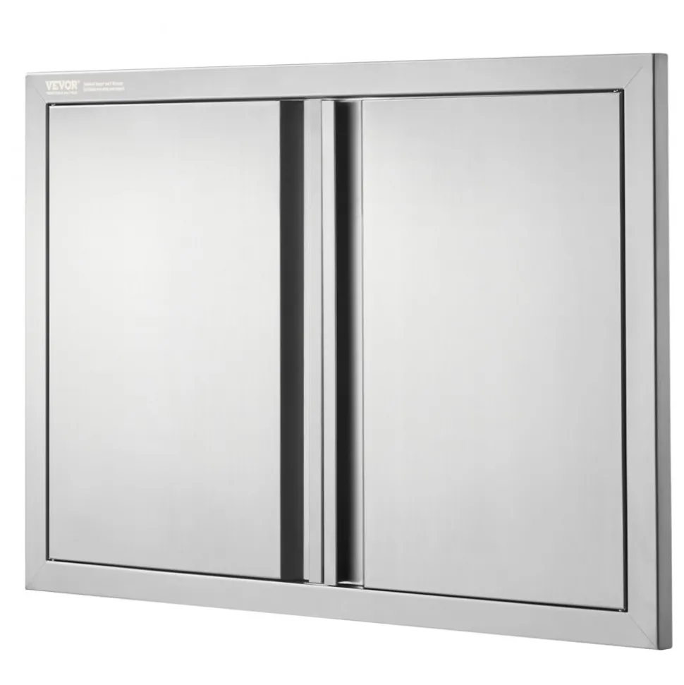VEVOR BBQ Access Door, 17W x 24H Inch Single Outdoor Kitchen Door, Stainless Steel Flush Mount Door, Wall Vertical Door with Recessed Handle, for BBQ Island, Grilling Station, Outside Cabinet