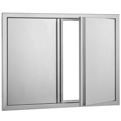 VEVOR BBQ Access Door, 31W x 24H Inch Double Outdoor Kitchen Door, Stainless Steel Flush Mount Door, Wall Vertical Door with Recessed Handles , for BBQ Island, Grilling Station, Outside Cabinet