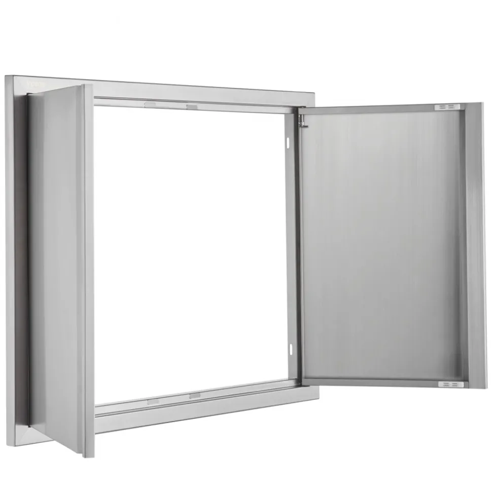 VEVOR BBQ Access Door, 31W x 24H Inch Double Outdoor Kitchen Door, Stainless Steel Flush Mount Door, Wall Vertical Door with Recessed Handles , for BBQ Island, Grilling Station, Outside Cabinet