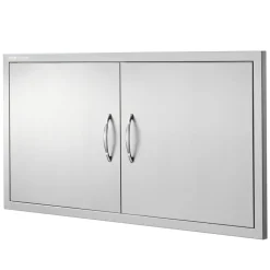 VEVOR BBQ Access Door, 42W x 21H Inch Double Outdoor Kitchen Door, Stainless Steel Flush Mount Door, Wall Vertical Door with Handles, for BBQ Island, Grilling Station, Outside Cabinet