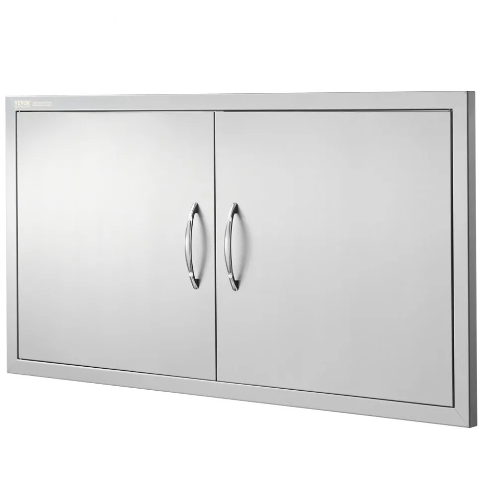 VEVOR BBQ Access Door, 42W x 21H Inch Double Outdoor Kitchen Door, Stainless Steel Flush Mount Door, Wall Vertical Door with Handles, for BBQ Island, Grilling Station, Outside Cabinet