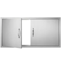 VEVOR BBQ Access Door, 42W x 21H Inch Double Outdoor Kitchen Door, Stainless Steel Flush Mount Door, Wall Vertical Door with Handles, for BBQ Island, Grilling Station, Outside Cabinet