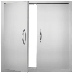 VEVOR BBQ Access Door, 31W x 31H Inch Double Outdoor Kitchen Door, Stainless Steel Flush Mount Door, Wall Vertical Door with Handles, for BBQ Island, Grilling Station, Outside Cabinet