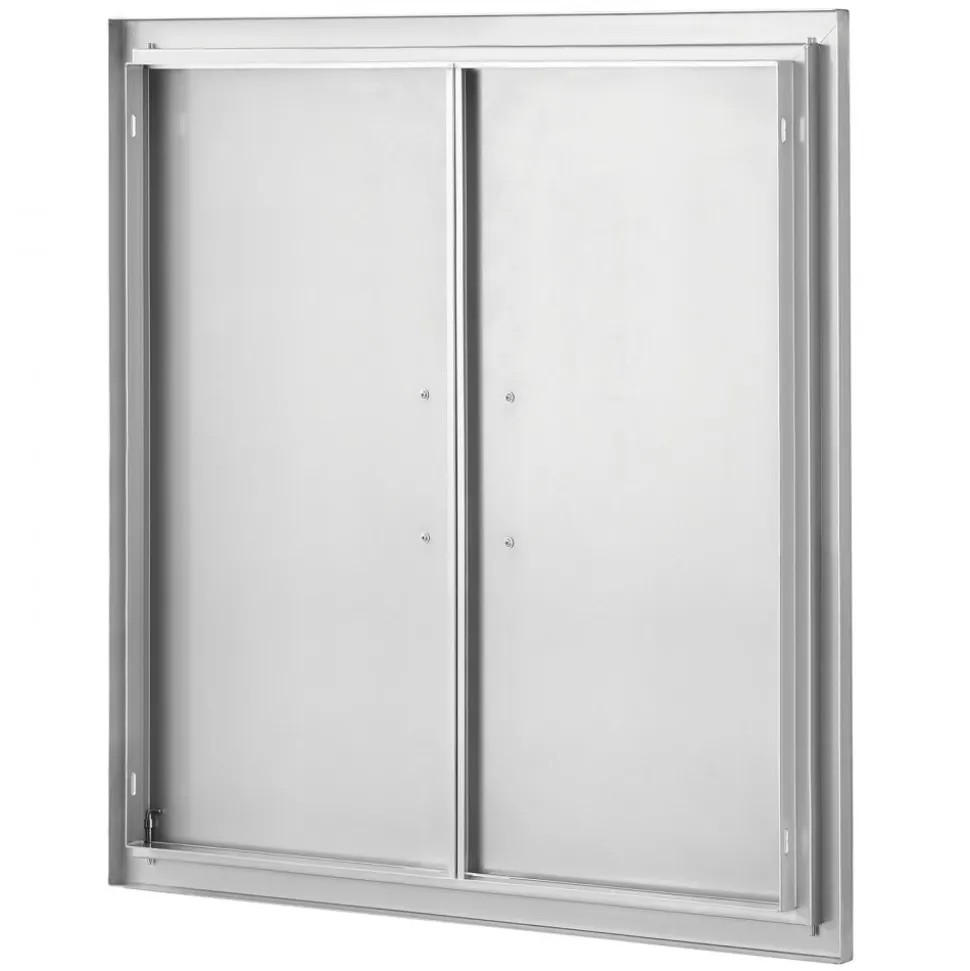 VEVOR BBQ Access Door, 31W x 31H Inch Double Outdoor Kitchen Door, Stainless Steel Flush Mount Door, Wall Vertical Door with Handles, for BBQ Island, Grilling Station, Outside Cabinet