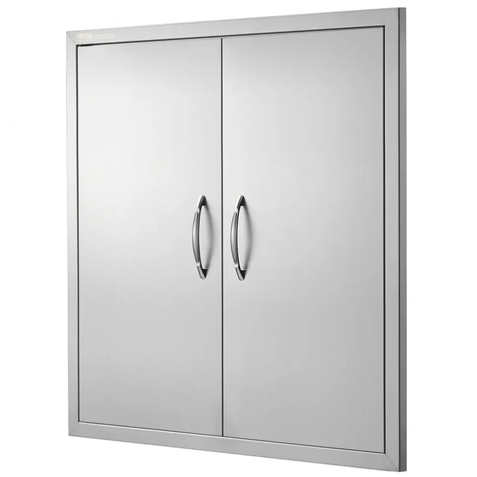 VEVOR BBQ Access Door, 31W x 31H Inch Double Outdoor Kitchen Door, Stainless Steel Flush Mount Door, Wall Vertical Door with Handles, for BBQ Island, Grilling Station, Outside Cabinet