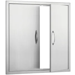 VEVOR BBQ Access Door, 31W x 31H Inch Double Outdoor Kitchen Door, Stainless Steel Flush Mount Door, Wall Vertical Door with Handles, for BBQ Island, Grilling Station, Outside Cabinet