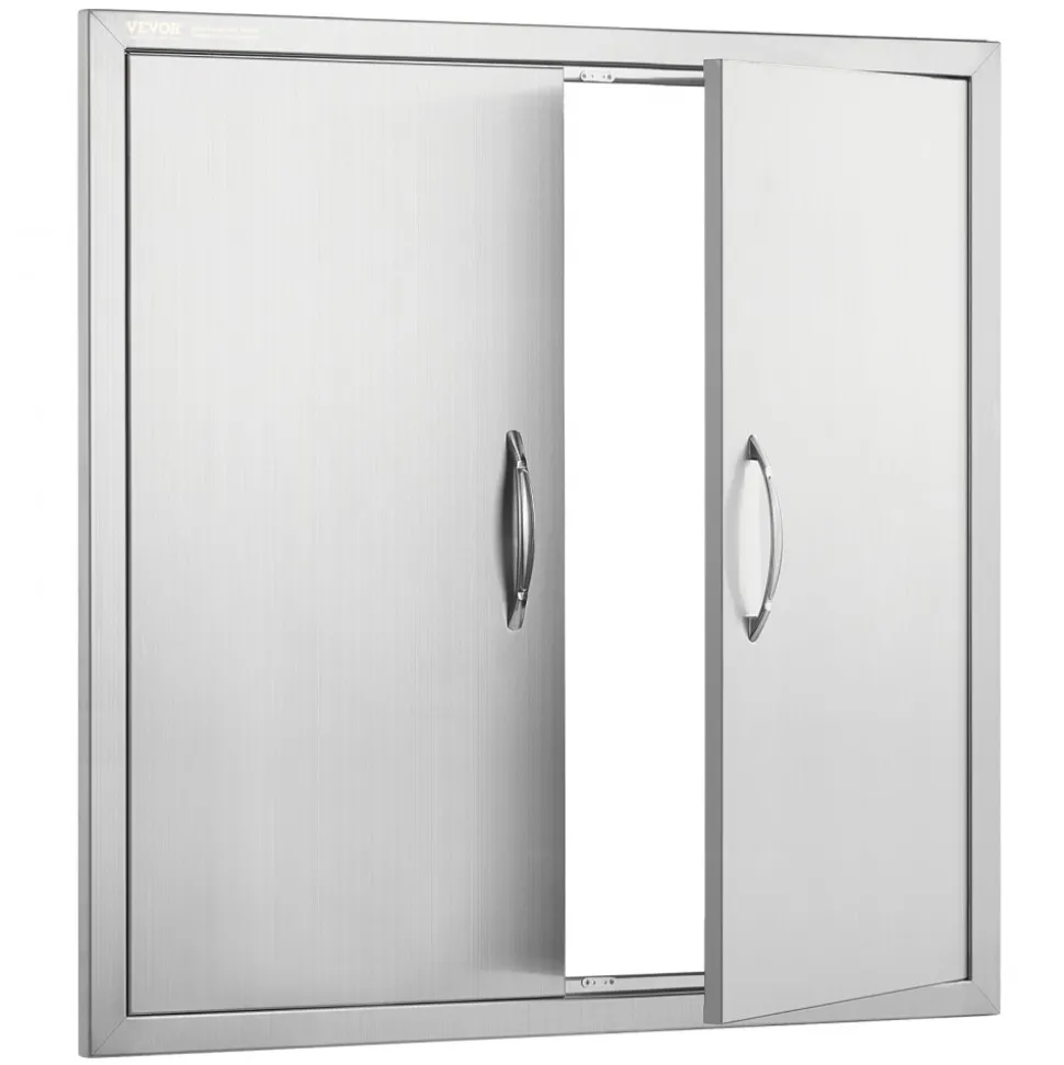 VEVOR BBQ Access Door, 31W x 31H Inch Double Outdoor Kitchen Door, Stainless Steel Flush Mount Door, Wall Vertical Door with Handles, for BBQ Island, Grilling Station, Outside Cabinet