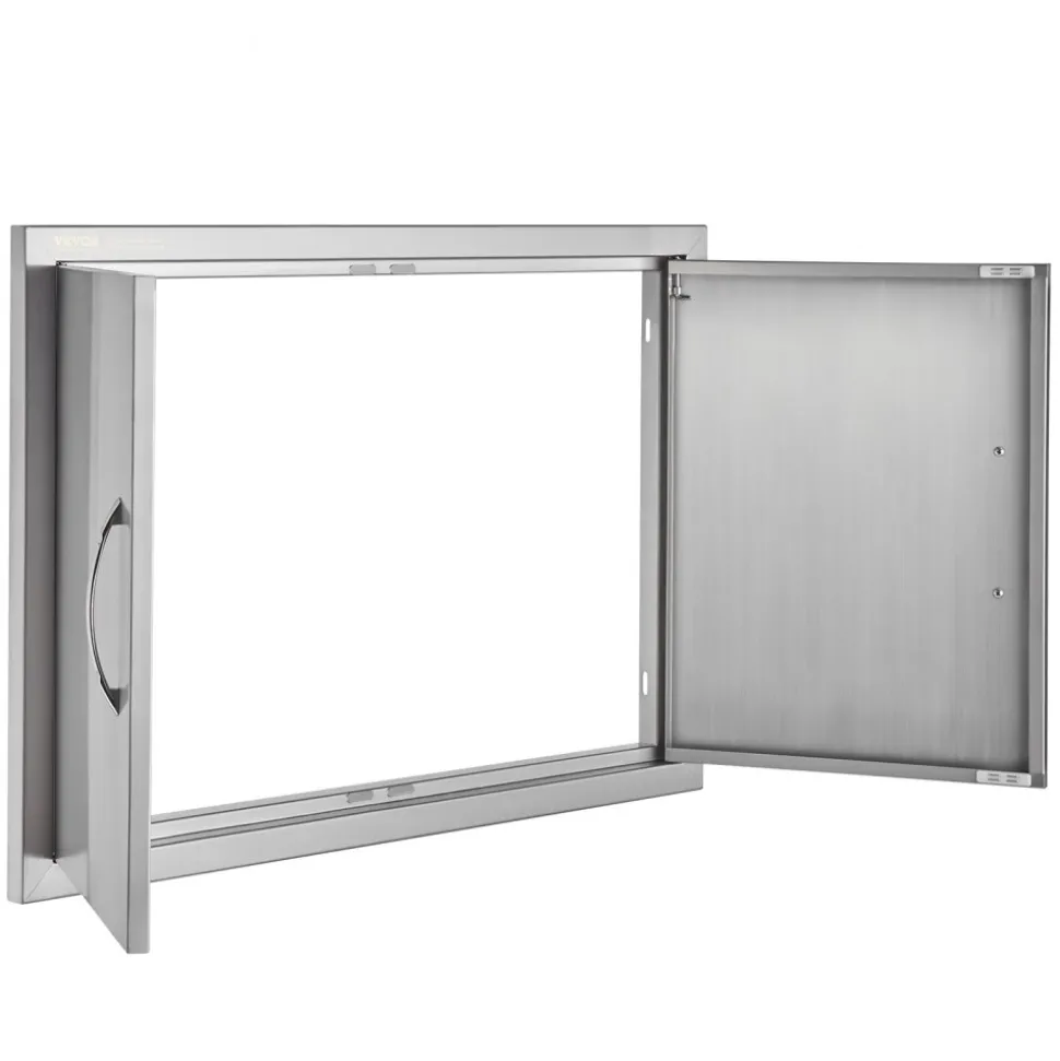 VEVOR BBQ Access Door, 20W x 27H Inch Single Outdoor Kitchen Door, Stainless Steel Flush Mount Door, Wall Vertical Door with Handle, for BBQ Island, Grilling Station, Outside Cabinet