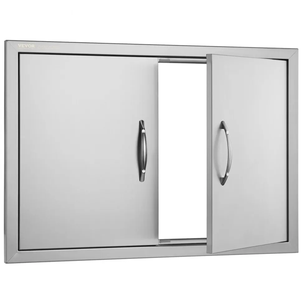 VEVOR BBQ Access Door, 20W x 27H Inch Single Outdoor Kitchen Door, Stainless Steel Flush Mount Door, Wall Vertical Door with Handle, for BBQ Island, Grilling Station, Outside Cabinet
