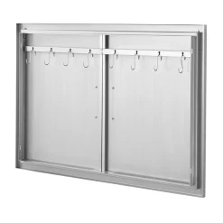 VEVOR BBQ Access Door, 39W x 26H Inch Double Outdoor Kitchen Door, Stainless Steel Flush Mount Door, Wall Vertical Door with Handles and Hooks, for BBQ Island, Grilling Station, Outside Cabinet
