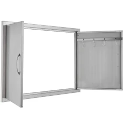VEVOR BBQ Access Door, 39W x 26H Inch Double Outdoor Kitchen Door, Stainless Steel Flush Mount Door, Wall Vertical Door with Handles and Hooks, for BBQ Island, Grilling Station, Outside Cabinet