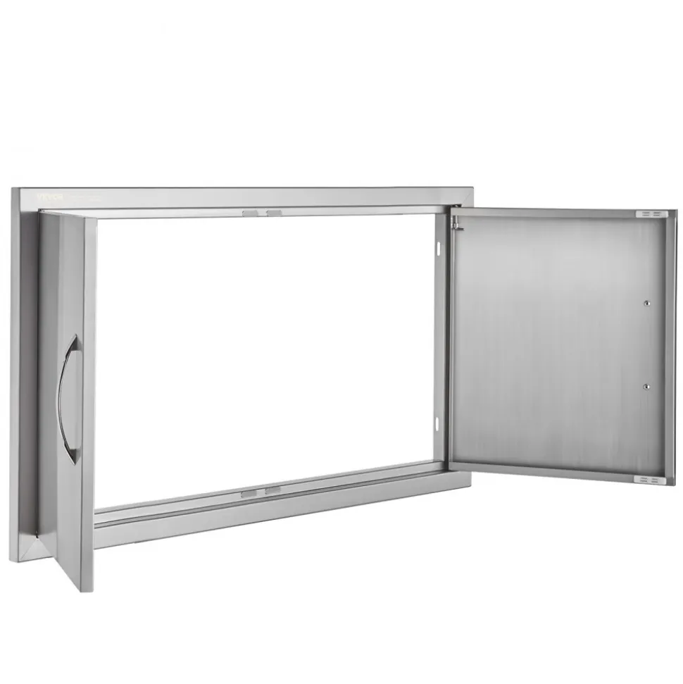 VEVOR BBQ Access Door, 34W x 19H Inch Double Outdoor Kitchen Door, Stainless Steel Flush Mount Door, Wall Vertical Door with Handles, for BBQ Island, Grilling Station, Outside Cabinet