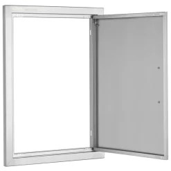 VEVOR BBQ Access Door, 18W x 24H Inch Single Outdoor Kitchen Door, Stainless Steel Flush Mount Door, Wall Vertical Door with Handle, for BBQ Island, Grilling Station, Outside Cabinet