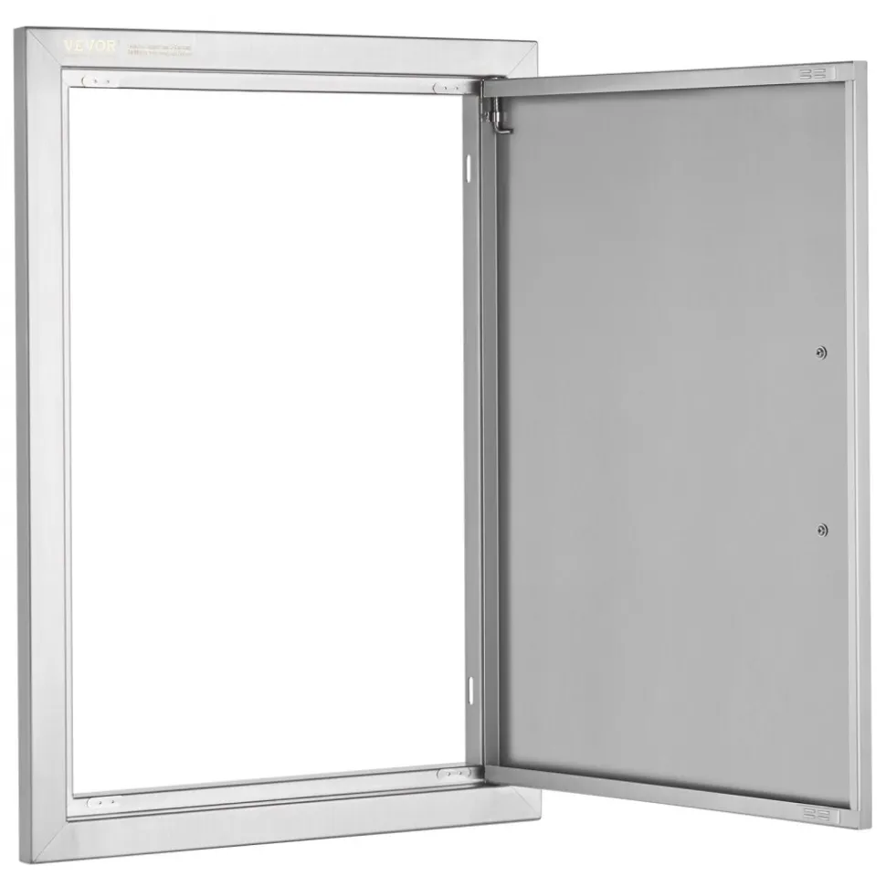 VEVOR BBQ Access Door, 18W x 24H Inch Single Outdoor Kitchen Door, Stainless Steel Flush Mount Door, Wall Vertical Door with Handle, for BBQ Island, Grilling Station, Outside Cabinet