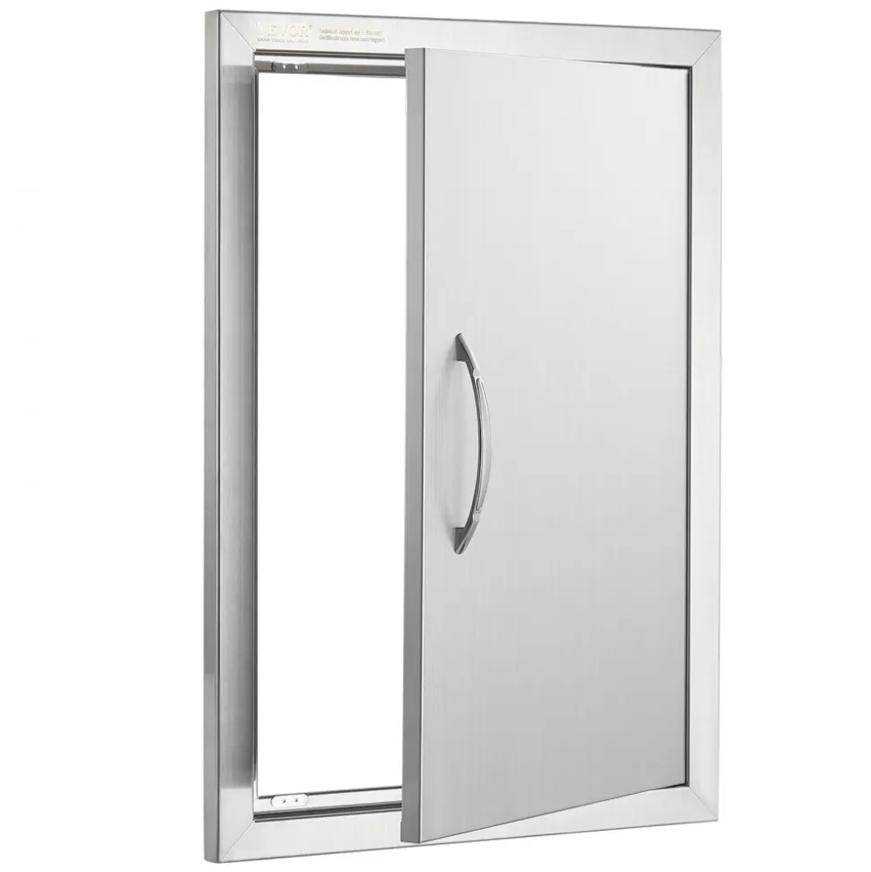 VEVOR BBQ Access Door, 18W x 24H Inch Single Outdoor Kitchen Door, Stainless Steel Flush Mount Door, Wall Vertical Door with Handle, for BBQ Island, Grilling Station, Outside Cabinet