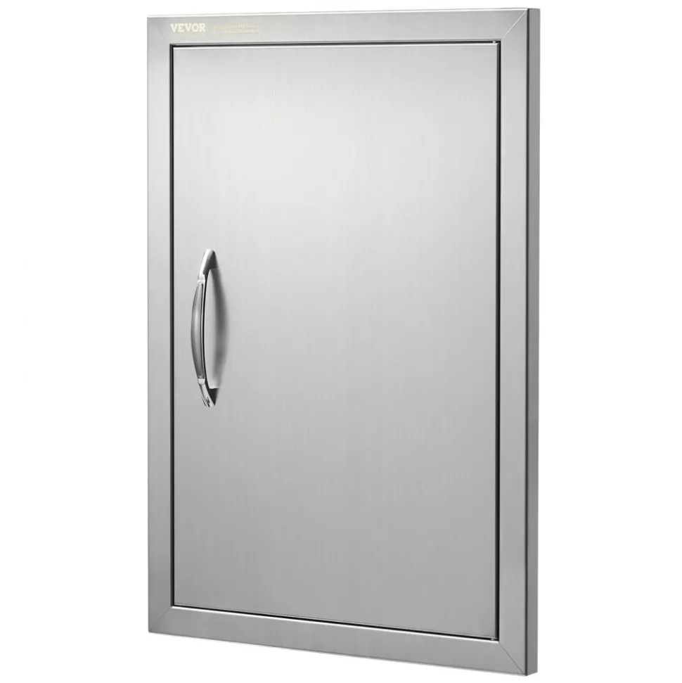 VEVOR BBQ Access Door, 18W x 24H Inch Single Outdoor Kitchen Door, Stainless Steel Flush Mount Door, Wall Vertical Door with Handle, for BBQ Island, Grilling Station, Outside Cabinet