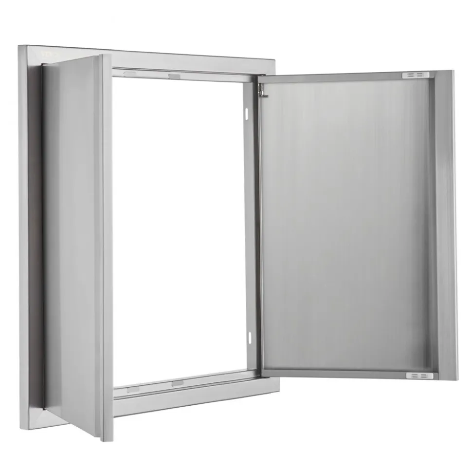 VEVOR BBQ Access Door, 24W x 24H Inch Double Outdoor Kitchen Door, Stainless Steel Flush Mount Door, Wall Vertical Door with Recessed Handles , for BBQ Island, Grilling Station, Outside Cabinet