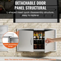 VEVOR BBQ Access Door, 36W x 21H Inch Double Outdoor Kitchen Door, Stainless Steel Flush Mount Door, Wall Vertical Door with Handles, for BBQ Island, Grilling Station, Outside Cabinet