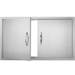 VEVOR BBQ Access Door, 36W x 21H Inch Double Outdoor Kitchen Door, Stainless Steel Flush Mount Door, Wall Vertical Door with Handles, for BBQ Island, Grilling Station, Outside Cabinet