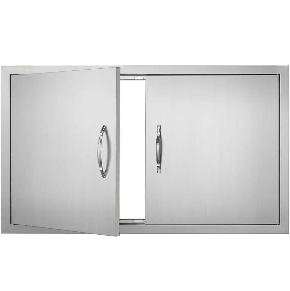 VEVOR BBQ Access Door, 36W x 21H Inch Double Outdoor Kitchen Door, Stainless Steel Flush Mount Door, Wall Vertical Door with Handles, for BBQ Island, Grilling Station, Outside Cabinet