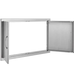 VEVOR BBQ Access Door, 36W x 21H Inch Double Outdoor Kitchen Door, Stainless Steel Flush Mount Door, Wall Vertical Door with Handles, for BBQ Island, Grilling Station, Outside Cabinet