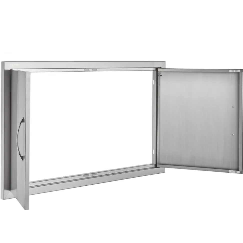 VEVOR BBQ Access Door, 36W x 21H Inch Double Outdoor Kitchen Door, Stainless Steel Flush Mount Door, Wall Vertical Door with Handles, for BBQ Island, Grilling Station, Outside Cabinet