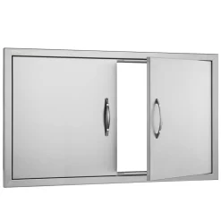 VEVOR BBQ Access Door, 36W x 21H Inch Double Outdoor Kitchen Door, Stainless Steel Flush Mount Door, Wall Vertical Door with Handles, for BBQ Island, Grilling Station, Outside Cabinet