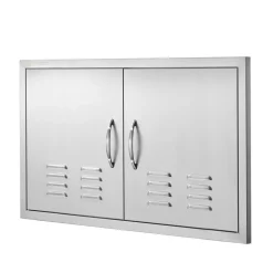 VEVOR BBQ Access Door, 36W x 21H Inch Double Outdoor Kitchen Door, Stainless Steel Flush Mount Door, Wall Vertical Door with Handles and Vents, for BBQ Island, Grilling Station, Outside Cabinet