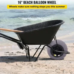 VEVOR Beach Balloon Wheels, 16" Replacement Sand Tires, TPU Cart Tires for Kayak Dolly, Canoe Cart and Buggy with Free Air Pump, 2-Pack