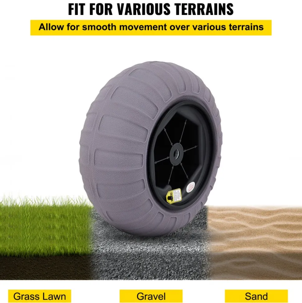 VEVOR Beach Balloon Wheels, 16" Replacement Sand Tires, TPU Cart Tires for Kayak Dolly, Canoe Cart and Buggy with Free Air Pump, 2-Pack