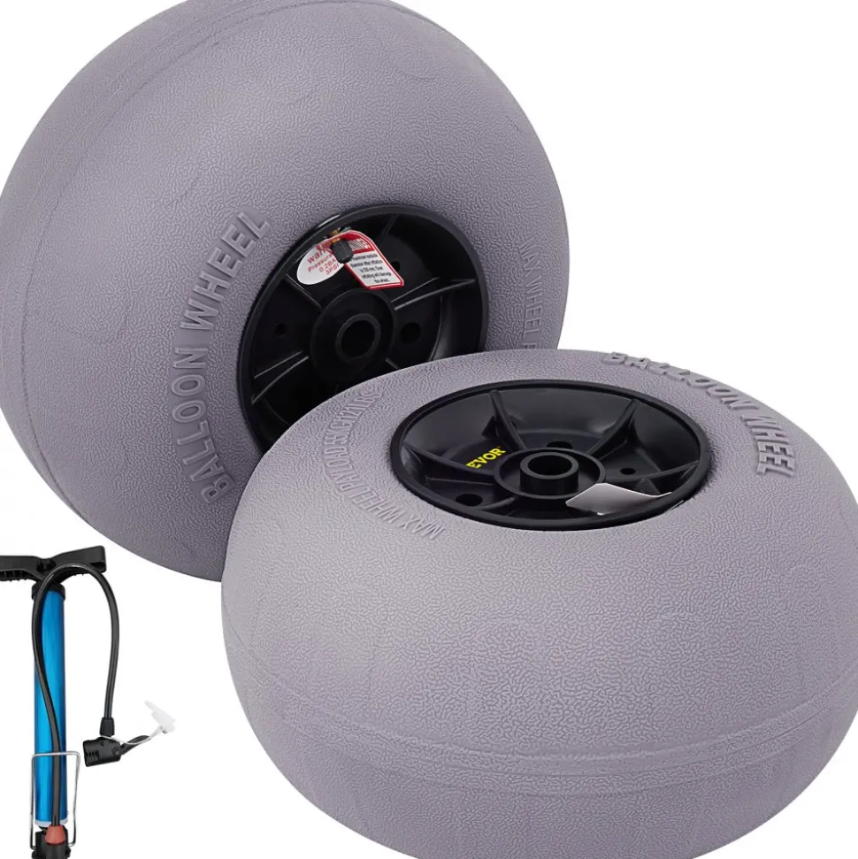 VEVOR Beach Balloon Wheels, 13" Replacement Sand Tires, TPU Cart Tires for Kayak Dolly, Canoe Cart and Buggy with Free Air Pump, 2-Pack
