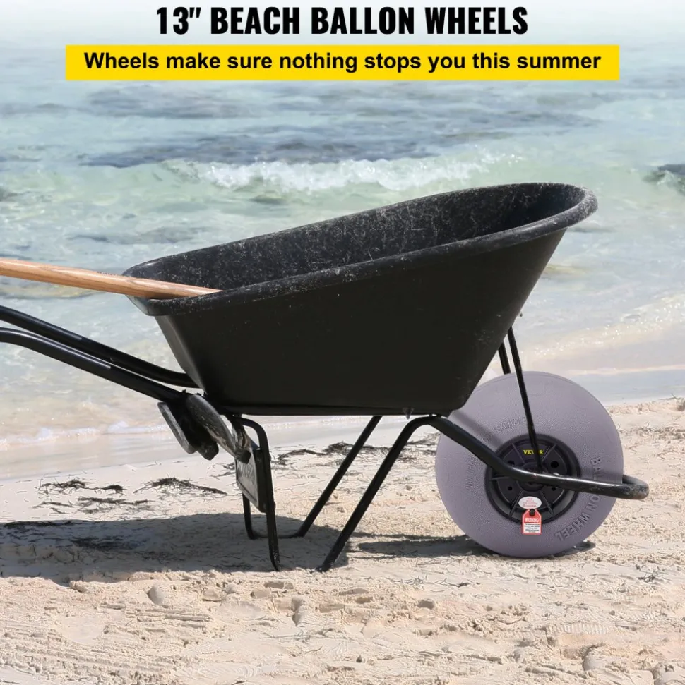 VEVOR Beach Balloon Wheels, 13" Replacement Sand Tires, TPU Cart Tires for Kayak Dolly, Canoe Cart and Buggy with Free Air Pump, 2-Pack