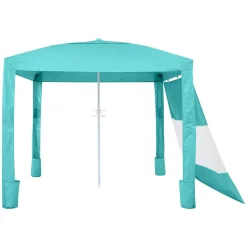 VEVOR Beach Cabana, 8 x 8 ft Beach Canopy with Side Wall, UPF 50+ Protection Easy Setup Cabana Tent with Sand Pockets, Adjustable Height Portable Shade Sun Shelter Umbrella for Family & Friends, Green