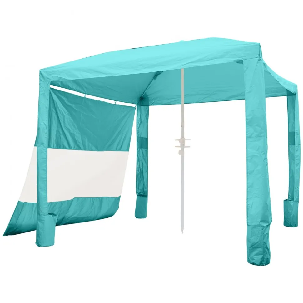 VEVOR Beach Cabana, 8 x 8 ft Beach Canopy with Side Wall, UPF 50+ Protection Easy Setup Cabana Tent with Sand Pockets, Adjustable Height Portable Shade Sun Shelter Umbrella for Family & Friends, Green