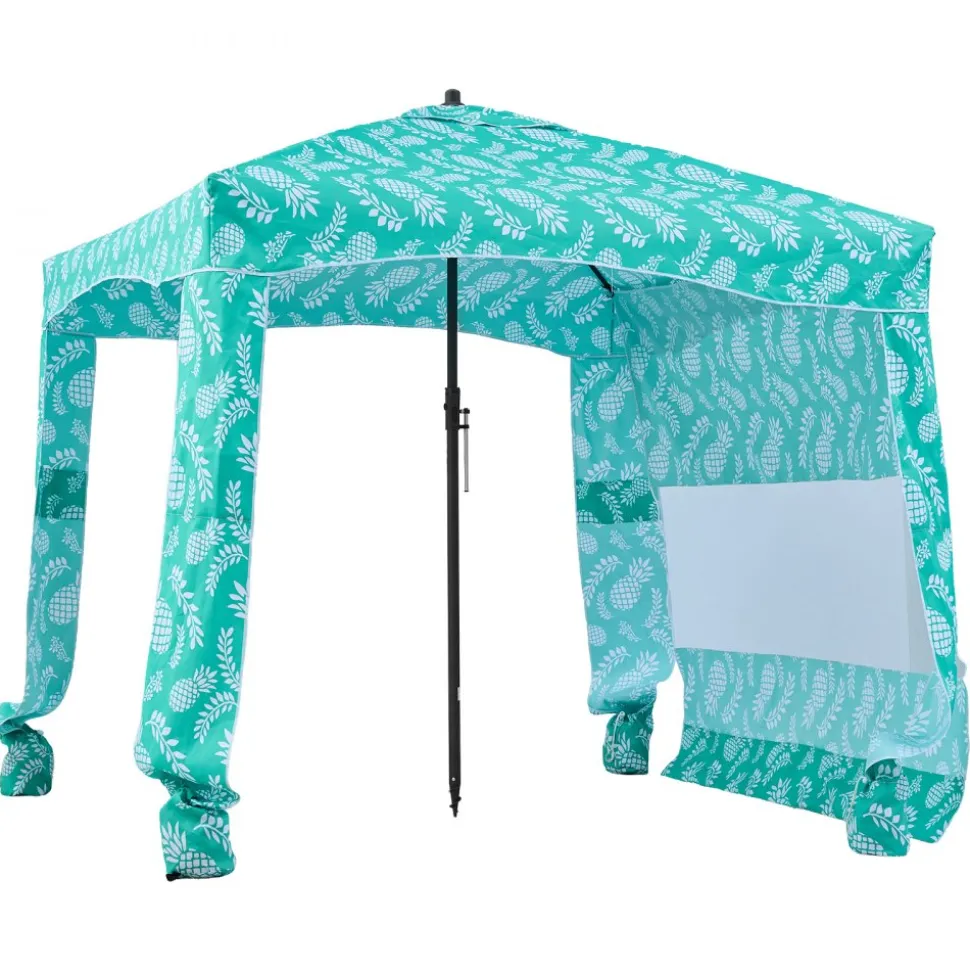 VEVOR Beach Cabana, 6 x 6 ft Beach Canopy with Side Wall, UPF 50+ Protection Easy Setup Cabana Tent with Sand Pockets, Large Portable Shade Sun Shelter, Outdoor Umbrella for Whole Family & Friends