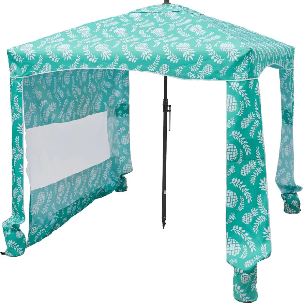 VEVOR Beach Cabana, 6 x 6 ft Beach Canopy with Side Wall, UPF 50+ Protection Easy Setup Cabana Tent with Sand Pockets, Large Portable Shade Sun Shelter, Outdoor Umbrella for Whole Family & Friends