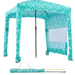 VEVOR Beach Cabana, 6 x 6 ft Beach Canopy with Side Wall, UPF 50+ Protection Easy Setup Cabana Tent with Sand Pockets, Large Portable Shade Sun Shelter, Outdoor Umbrella for Whole Family & Friends