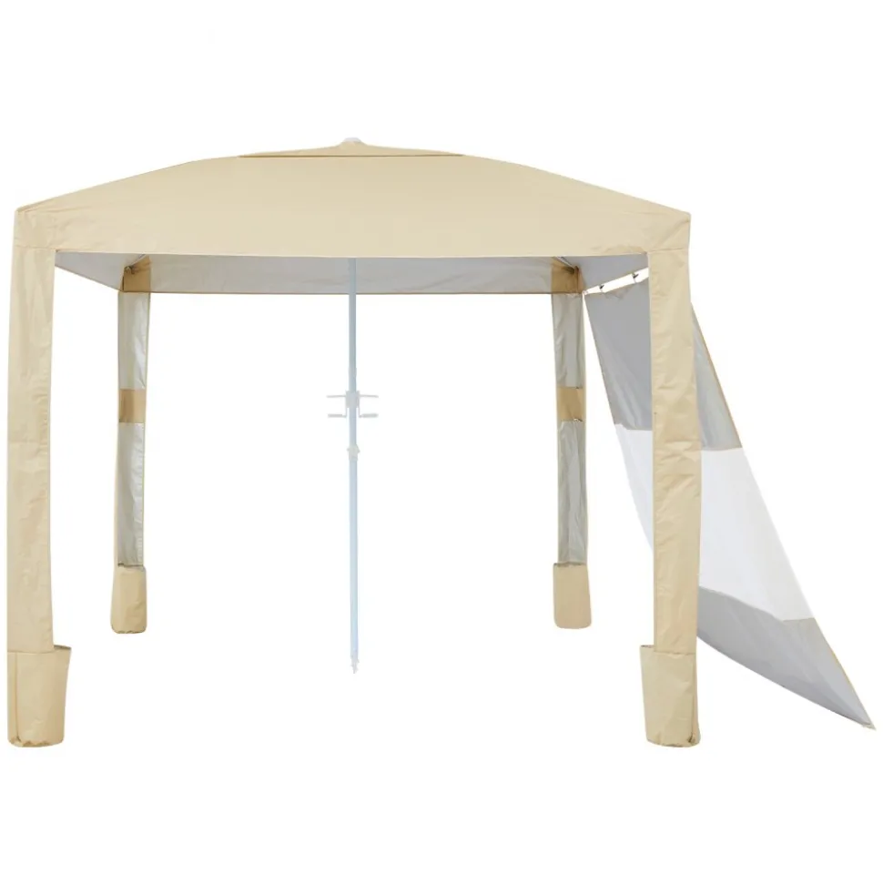VEVOR Beach Cabana, 8 x 8 ft Beach Canopy with Side Wall, UPF 50+ Protection Easy Setup Cabana Tent with Sand Pockets, Adjustable Height Portable Shade Sun Shelter Umbrella for Family & Friends, Khaki