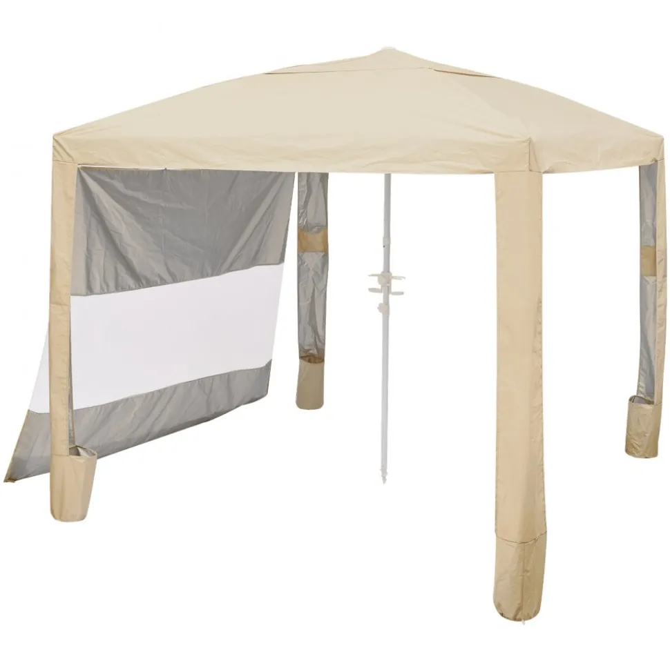 VEVOR Beach Cabana, 8 x 8 ft Beach Canopy with Side Wall, UPF 50+ Protection Easy Setup Cabana Tent with Sand Pockets, Adjustable Height Portable Shade Sun Shelter Umbrella for Family & Friends, Khaki
