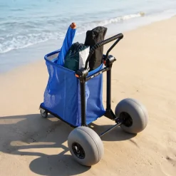 VEVOR Beach Cart with Large Wheels for Sand, 165 lbs Load Capacity, Heavy Duty Folding Beach Wagon with 12