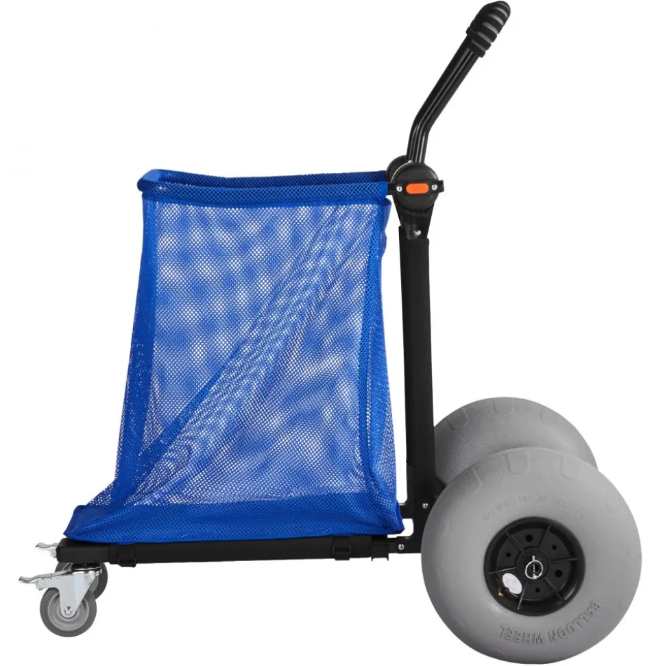 VEVOR Beach Cart with Large Wheels for Sand, 165 lbs Load Capacity, Heavy Duty Folding Beach Wagon with 12" Balloon Wheels, Storage Bag, 180° Adjustable Handlebar, Dolly for Camping Fishing Garden