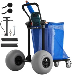 VEVOR Beach Cart with Large Wheels for Sand, 165 lbs Load Capacity, Heavy Duty Folding Beach Wagon with 12