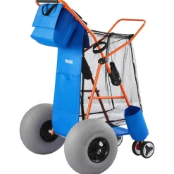 VEVOR Beach Cart with Large Wheels for Sand, 165 lbs Load Capacity, Heavy Duty Folding Beach Wagon with 12