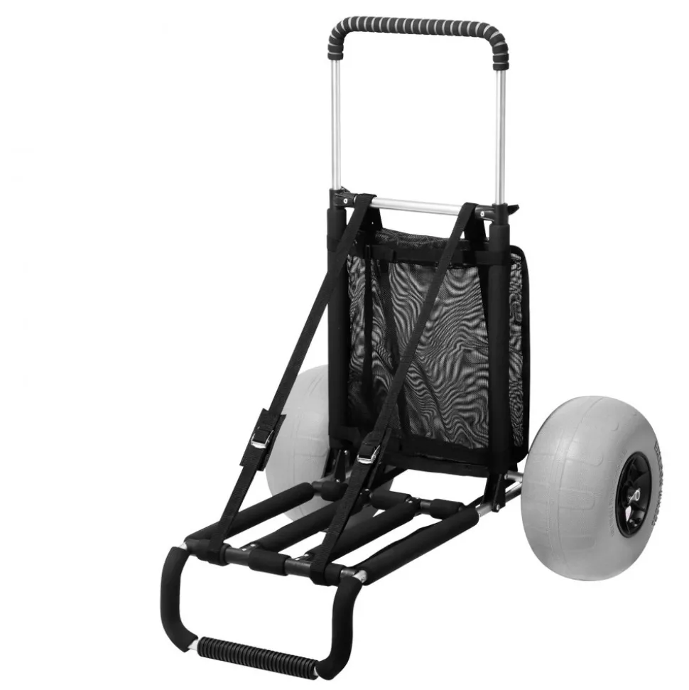 VEVOR Beach Dolly with Big Wheels for Sand, 29.9" x 15.4" Cargo Deck, w/ 12" Balloon Wheels, 165LBS Loading Capacity Folding Sand Cart & 27" to 44.7" Adjustable Height, Heavy Duty Cart for Beach