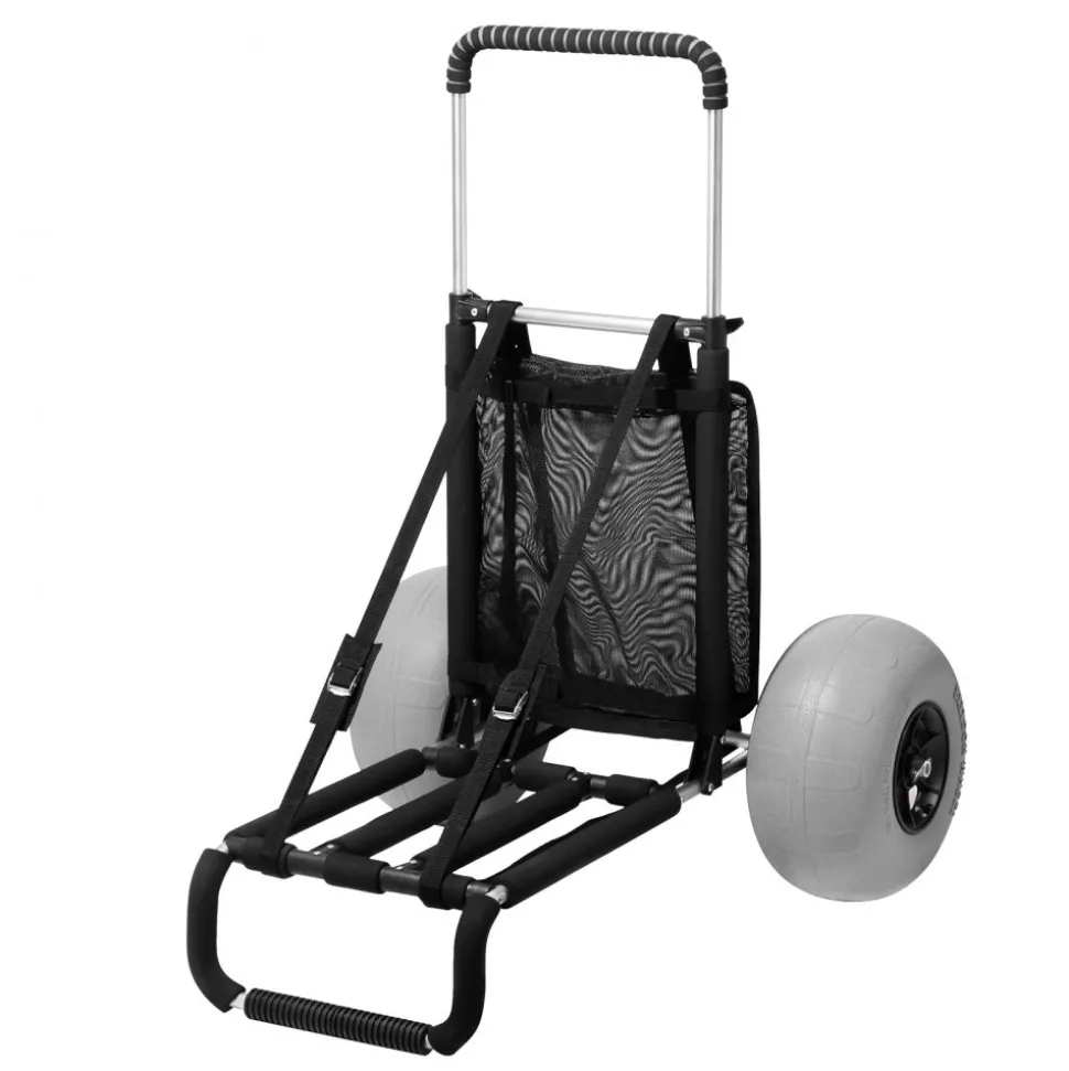 VEVOR Beach Dolly with Big Wheels for Sand, 29.9" x 15.4" Cargo Deck, w/ 12" Balloon Wheels, 165LBS Loading Capacity Folding Sand Cart & 27" to 44.7" Adjustable Height, Heavy Duty Cart for Beach