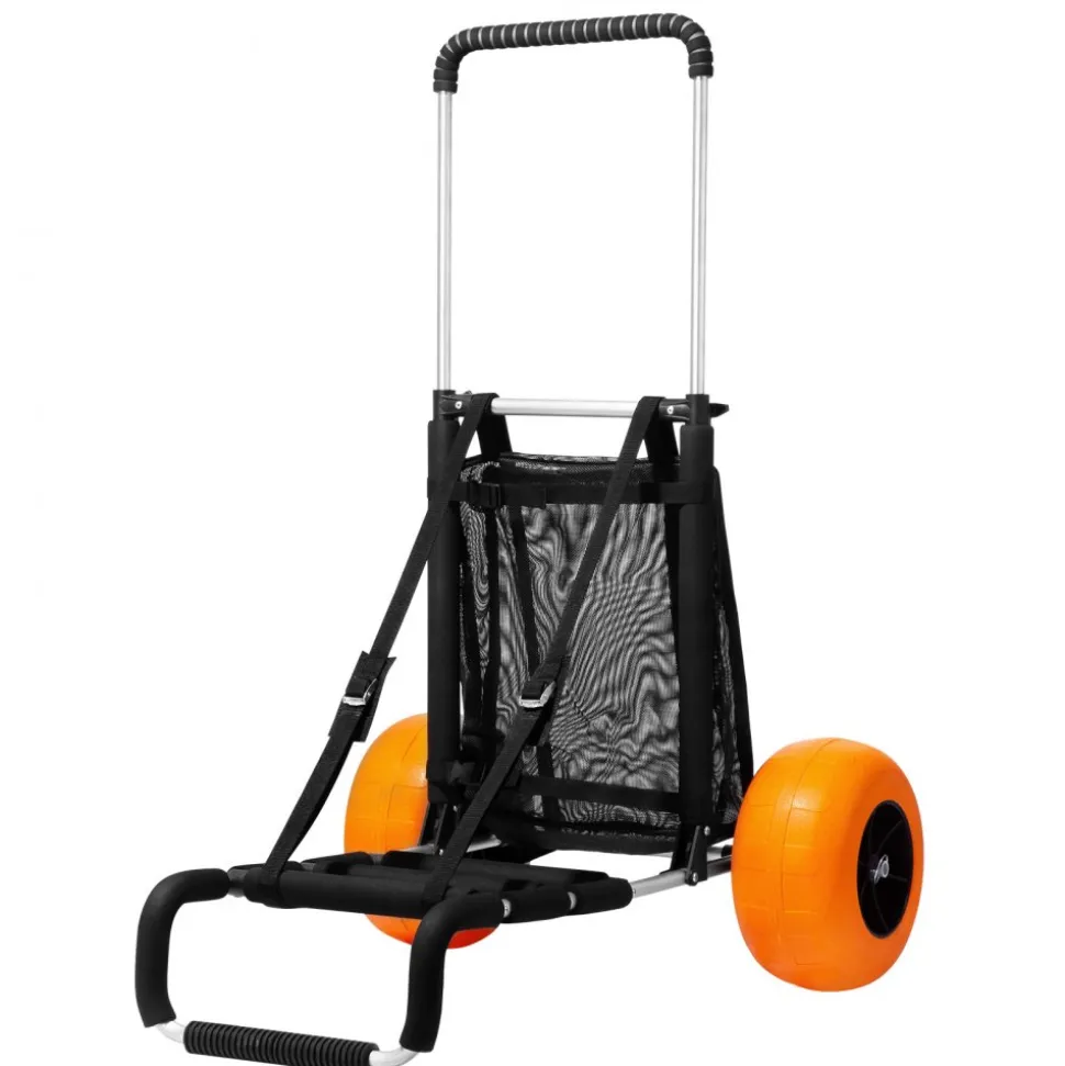 VEVOR Beach Dolly with Big Wheels for Sand, 29.9" x 15.4" Cargo Deck, w/ 12" Solid Wheels, 165LBS Loading Capacity Folding Sand Cart & 27" to 44.7" Adjustable Height, Heavy Duty Cart for Beach