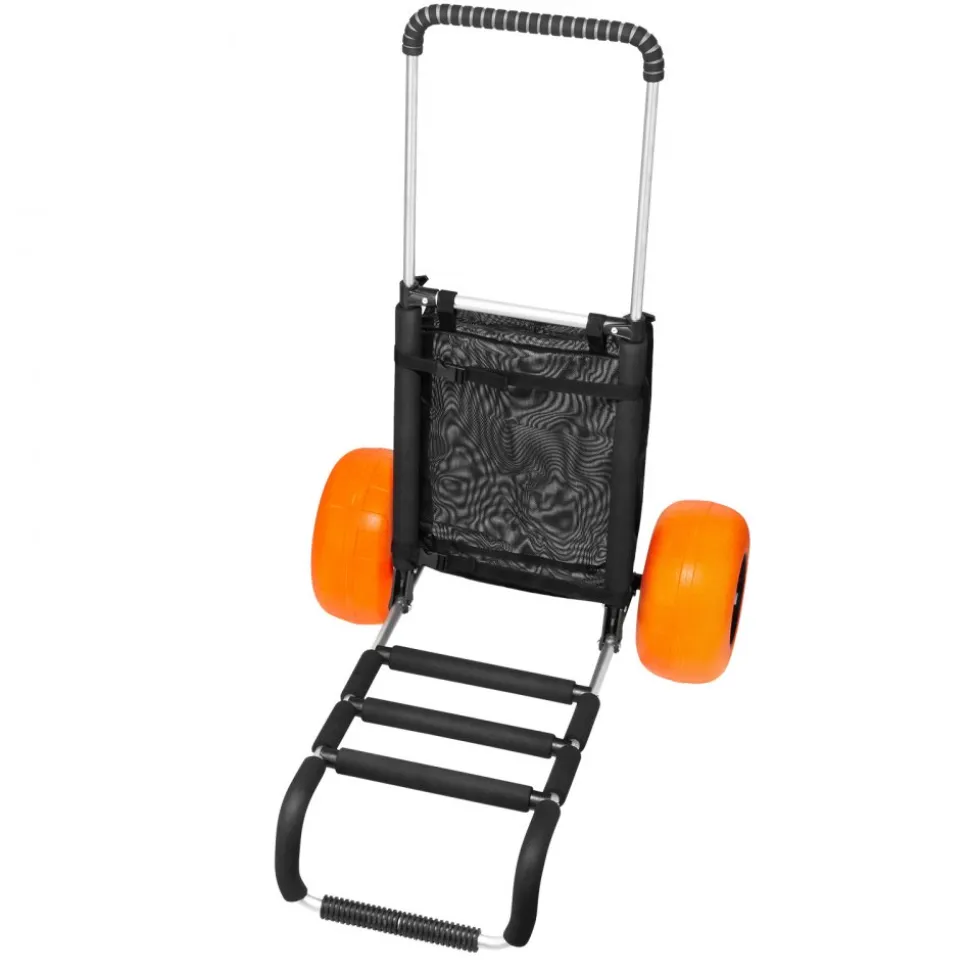 VEVOR Beach Dolly with Big Wheels for Sand, 29.9" x 15.4" Cargo Deck, w/ 12" Solid Wheels, 165LBS Loading Capacity Folding Sand Cart & 27" to 44.7" Adjustable Height, Heavy Duty Cart for Beach